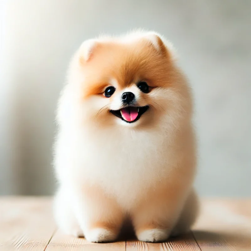 DALL·E 2024-10-24 19.07.16 - A happy Pomeranian dog sitting with a bright, joyful expression. The dog's fluffy coat is well-groomed, and its eyes sparkle with happiness. The backg